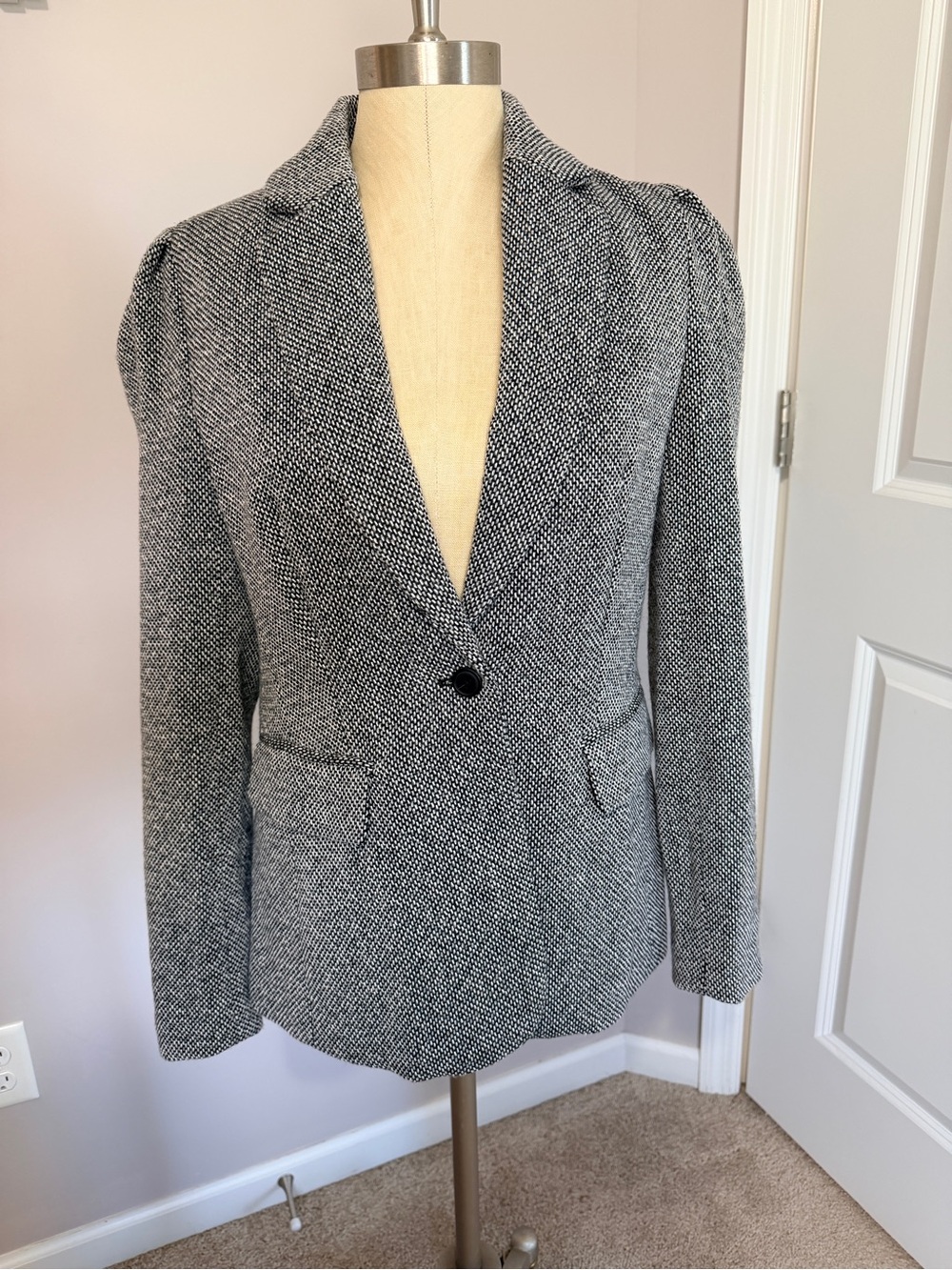 a new day Black and White Textured Single-Button Blazer